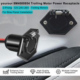 yourour 8M4000954 Trolling Motor Power Receptacle, 2-Prong 12V, 24V or 36V Trolling Motors, for Bow-Panel Installation