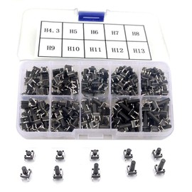 zmart 200pcs/10 Models 6x6mm Micro Touch Switch Set Push Button Kit Height:4.3MM - 13MM DIP 4 Pin Key Touch Light On Off 200pcs/10 Models 6 x 6 mm Micro Touch Switch Set Push Button Kit Height: 4.3MM