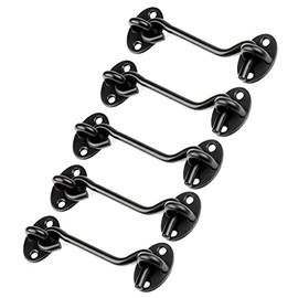 Lokytobi 5Pack 4” Privacy Hook and Eye Latch Easy Lock for Sliding Barn Door, Wooden Fences, Window, Black (5)