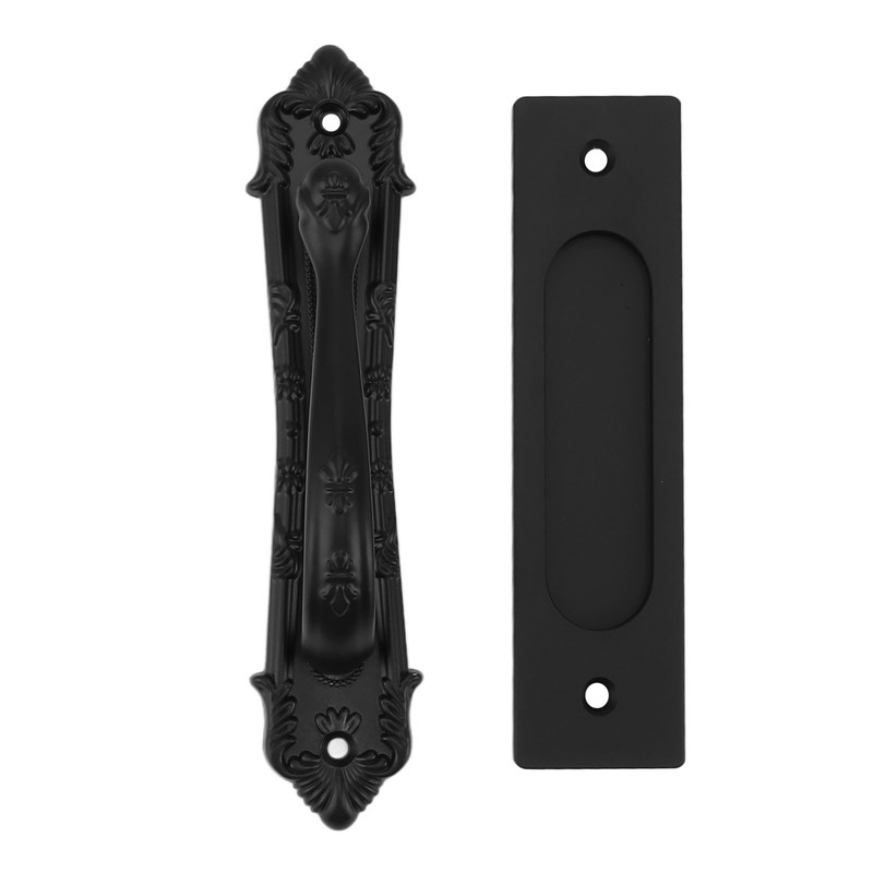 Sliding Barn Door Handle Aluminum Alloy Black Punch Free Double