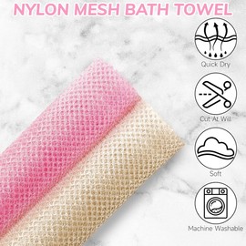 KOLZEMV Pack of 2 African Net Sponge African Mesh Sponge Scrub Net African Body Washer Bath Cloth Wash Cloth Shower Body Back Scrubber Skin Smoother for Home Use