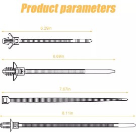 Moly Magnolia 120 Packs Wire Cable Zip Ties Nylon Tie Self-Locking Cable Ties Car Push Mount