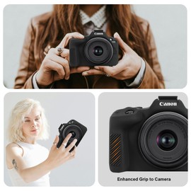 RAIALL Silicone Case for Canon EOS R50 Camera, R50 Camera Lightweight Soft Protective Travel Silicone Sleeve Holder, Black