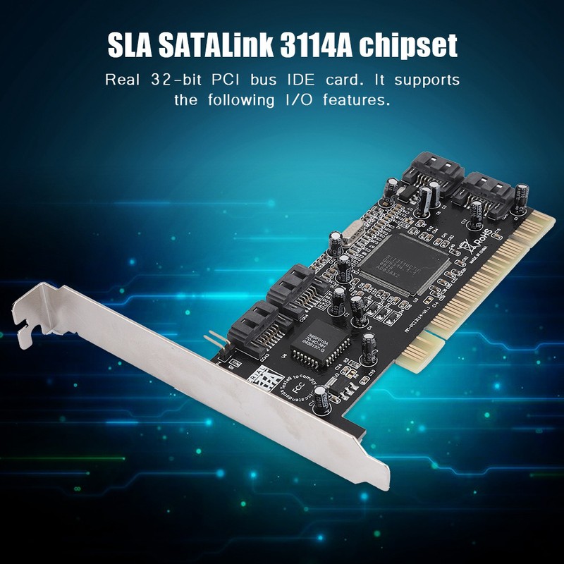 PCI 16X to 4-port SATA Riser Card 5Gbps Sil3114 Master
