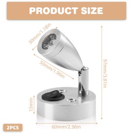 Pack of 2 12 V LED Spot Reading Light, Warm White 3000 K Reading Lamp, Motorhome Caravan Lamp, 3 W Motorhome Interior Lighting with Adjustable Switch LED Lamp for Camper Motorhome Caravan Boat