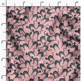 Soimoi Pink Rayon Fabric Cat Animal Fabric Prints By metre 56 Inch Wide