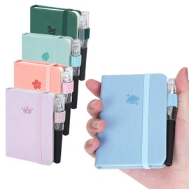 5 Pcs Pocket Notebooks, Mini Diary Notepad Memo Book, Small Journal with 5 Black Pens, Portable Note Book with Pen Holder for School Office Supplies, Kawaii Notebook for Girls Women Gifts