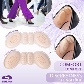 SULPO Heel Pads, Shoe Insoles, 8 Pairs of Heel Protection, Bubble Plasters, Heel Pads, Beige
