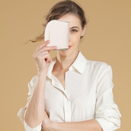 Pomelo Best Women's Thin Card Case, Credit Card Case, Chabby Magnetic, Anti-Skimming, Slim, Lightweight, Plain, Pomelo Vest, white