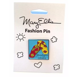 New Jersey Shore Enamel Pin Flip Flops 1" Metal Clasp Lapel NJ Souvenir Button