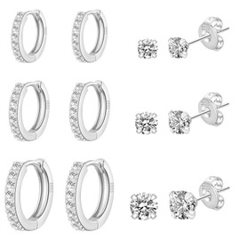 Sterling Silver Stud Earrings for Women Hypoallergenic Silver Stud Earrings Cubic Zirconia Sleeper Earrings Silver Huggie Earrings For Women Sterling Silver Earrings Studs