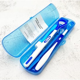 Kit de cuidado ortodóntico portátil para aparatos ortopédicos, cepillo interdental, cera dental, kit de limpieza de cepillo dental (azul)