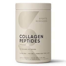 Sports Research Colágeno Hidrolizado en Polvo Sin Sabor Tipo 1 y 3, 454 g | Ingrediente único, sin rellenos ni saborizantes añadidos; se disuelve en café, batidos o agua; apto keto y paleo, Non-GMO