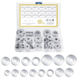 TOTSUN 225Pcs Stainless Steel Washers, M3 M4 M5 M6 M8 M10 M12 Flat Penny Washers Assorted 15 Sizes Washers for Bolts for General Repair