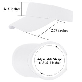 Cooraby Sports Sun Visor Hats Adjustable Sun Visor Caps for Women and Men, White, Medium