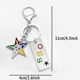 muiot Fashion OES Metal Keychain with Enamel Charms - Order Of The Eastern Star Society Nameplate Keychains