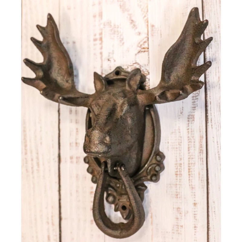 Ebros Rustic Western Forest Horned Bull Moose Head Cast Iron