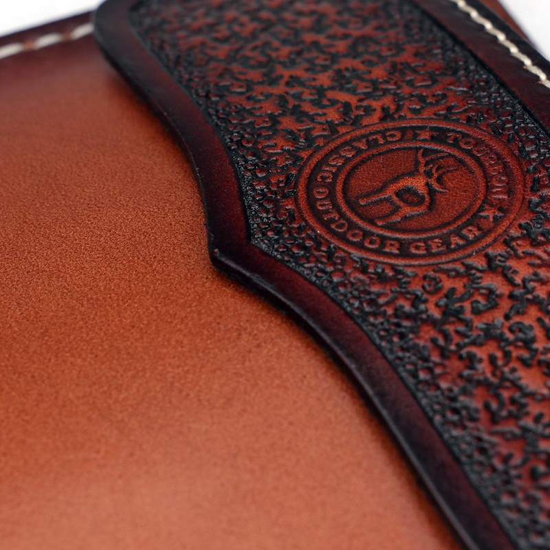 TOURBON Chest Pocket Pencil Case Pen Holder Genuine Leather Trinket