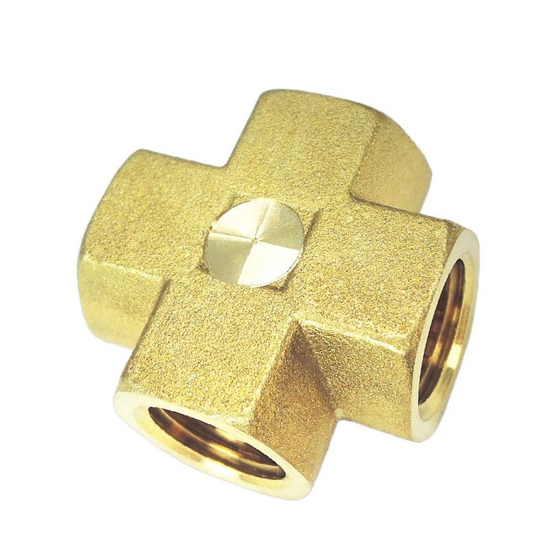 Nigo Industrial Co. Forged Brass Pipe Fitting, 4-Way Tee, Female
