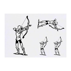 4 x 'Elf Archer' Temporary Tattoos - Water Resistant, Skin-Safe, Non-Toxic Transfers, Mixed Sizes (TO00071364)