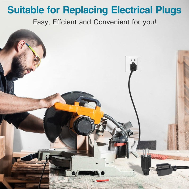 NEMA 5-15P Electrical Replacement Plugs，125V 15A 2-Pole 3-Wire Grounding Replacement
