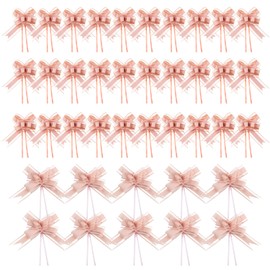 NXPWRC 40 Pieces Of Pink Bows, Gift Wrapping Bows, Diy Gift Decorations, Hand-Drawn Bows, Snow Gauze Bow Decorations