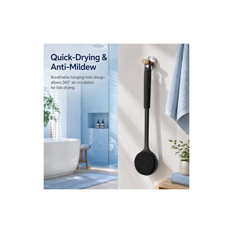 Body Brush, Double-Sided Function, Shower Back Brush, Suitable for Sensitive