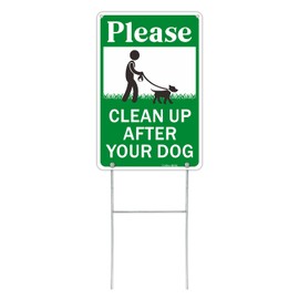 Metal Clean Up After Your Dog Signs with H-stakes, 12"×8" Aluminum Sign, Fade Resistant/Waterproof Yard Sign, Including Screws, Easy to Install, Outdoor Use