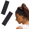 2pcs Black 6cm Wide Hair Band Elastic Headband Non-Slip Headband
