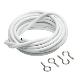 Merriway BH03870 Plastic Coated Curtain Wire with 2 Each Hooks and Eyes, 150 cm (60 inch), White