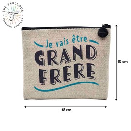 Tasche aus Leinen – Kollektion Sohn Bruder Familie Beste der Welt Feier Geburtstag – Kosmetiktasche aus Leinen in Leinenoptik – Kulturbeutel – Geldbörse, Va Etre Grand Frere, 15 x 10 cm,