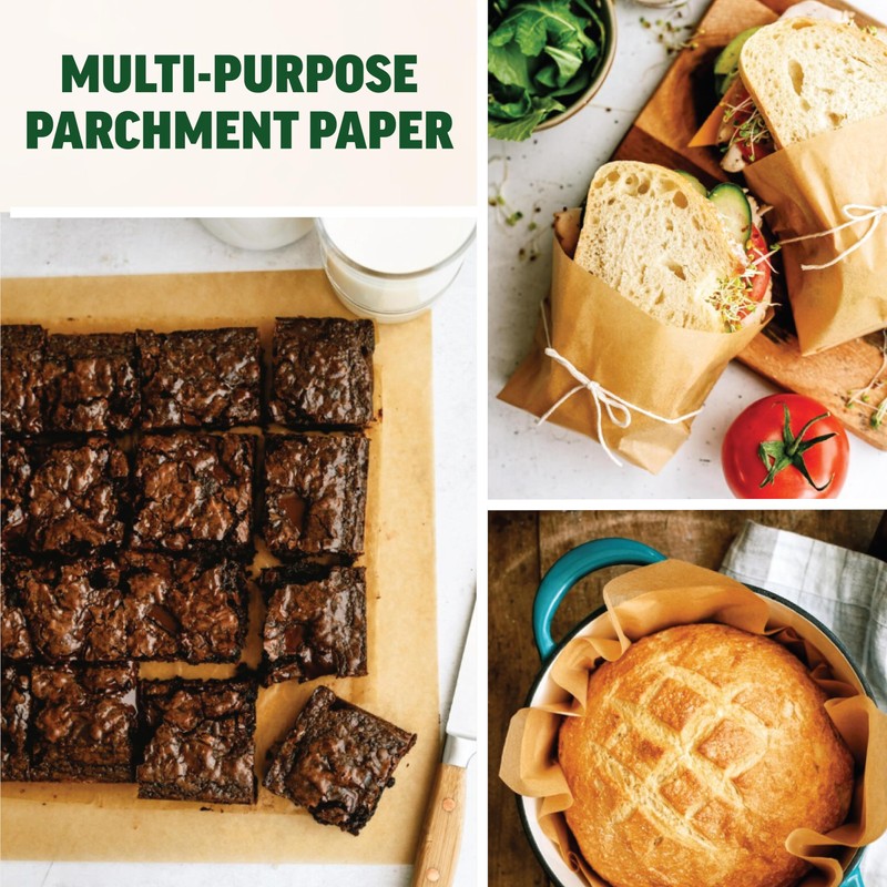 Zenlogy 12x12 Parchment Paper Squares (200 Sheets), Unbleached, High Heat,