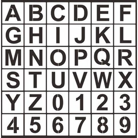 36 Pcs Painting Stencil Template Kit - Uppercase Letters and Numbers 0-9 Singel Template (5x5cm)