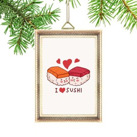 Sushi Ornament for Food Lover Xmas Tree Hanging Ornaments Ceramic Keepsake,I Love Sushi Japanese