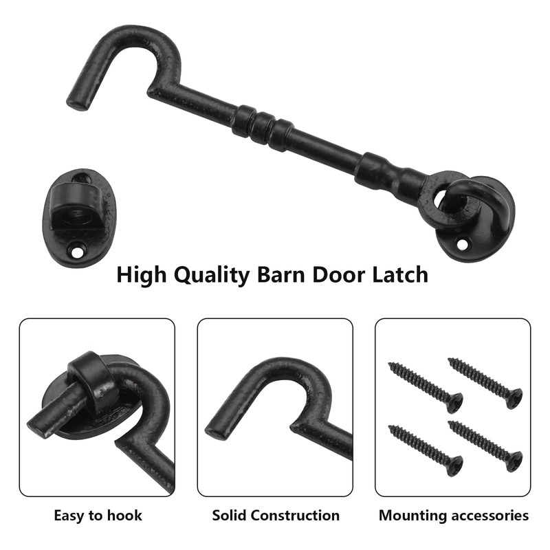 WellMade 6" Hook and Eye Latch for Door, Rust-Proof Door