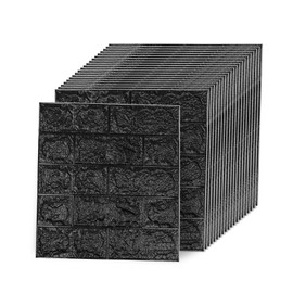 Greymond 3D Wall Panels Peel and Stick，29 Sq Ft XPE Foam Stone 3D Wallpaper, Textured Faux Brick Wall Panels Black, 20PCS