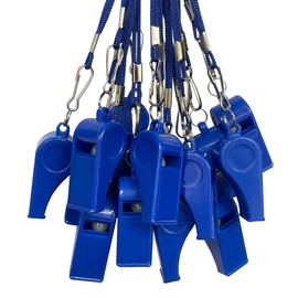 DYBADYSA 20 Pcs Blue Plastic Loud Whistle with Lanyard for Referee Coache Basketball Football Sport Soccer Hiking Outdoor Training Game Event Lifeguard Survival Emergency School Supplier Set