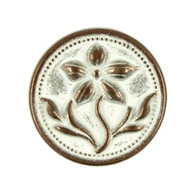 Bezelry 12 Pieces Gentianaceae Flower Metal Shank Buttons. 14mm (9/16 inch) (Copper White Patina)