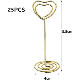25 Pcs Soportes para Números de Mesa, 3.35 Pulgadas Soporte Numero de Mesa, Forma del Amor, para Bodas, Fiestas de Aniversario, Oficina, Papel (Dorado)