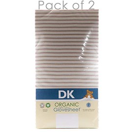 Pack of 2, 100% Organic Cotton, 83x50cm Fitted Sheets. DK Glovesheets. Bedside Crib Size, to fit Next2Me*, Lullago*, and Similar Sized mattreses. Limited Editions (Pink Grey White Stripe)