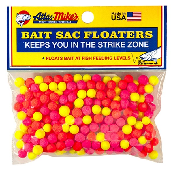 Atlas Mike's Assorted Bait Sac Floaters, Red/Yellow/Pink/Orange