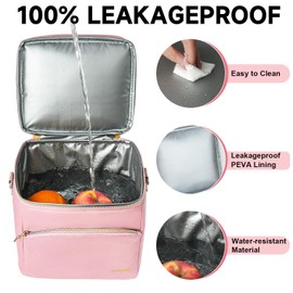 Jaffzora Breastmilk Cooler Bag with Ice Pack, Insulated Baby Bottle Tote Bags Fits 6 Bottles Up to 9 Ounce, Double Layer Breastmilk Travel Carrying Case for Nursing & Working Mom, Pink