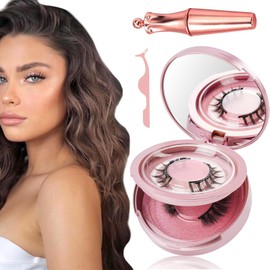 Magnetic Eyelashes, Natural Look Magnetic Lashes, No Glue Magnetic Eyelashes, with out Eyeliner Clear Band Lashes Wispy Lashes Look Like Extensions Magnetic Eyelashes with Applicator (2 Pairs)