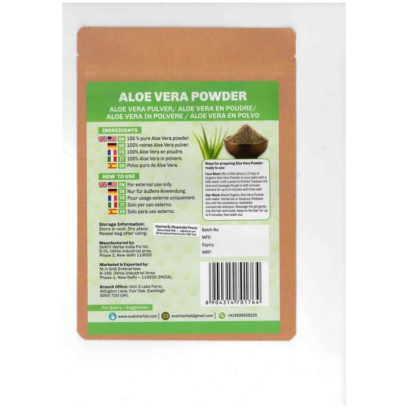 SVATV Natural Aloe Vera Powder for Face Pack and Mask,