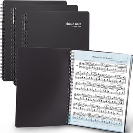 MECCALINE Sheet Music Folder (Letter, 3 Pack) – 40 Sleeves Display 80 Pages Spiral Binder Organizer for Music Stand – Fits Letter Size 8.5 x 11 Inch – Direct Page Writing with Detachable Name Tag