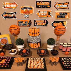 Basketball Party Sign, 20 Pcs Welcome Sign for Basketball Party, Basketball Party Yard Sign & Basketball Party Decorations Signs for Basketball Theme Party Decorations Supplies