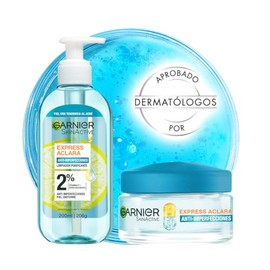 Kit Garnier Las Favoritos del Mariana - Express Anti Imperfecciones Gel Limpiador con Ácido Salicílico  Crema Facial Hidratante Matificante en Gel    