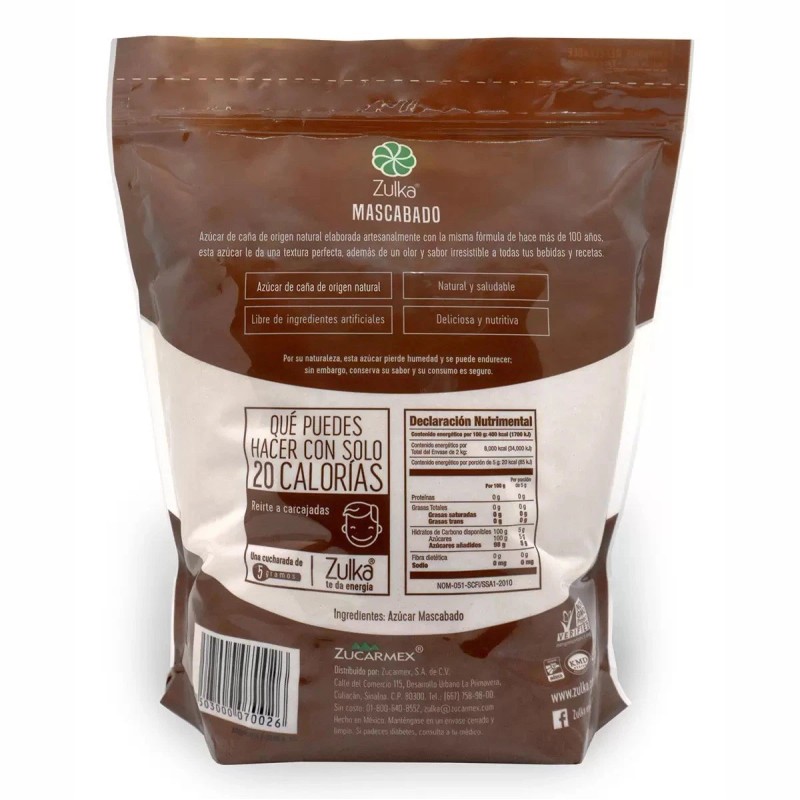 Zulka Mascabado Sugar – 2 kg (4.4 lbs)