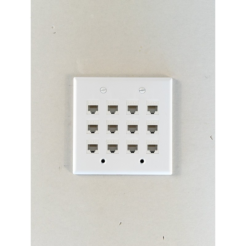 Legrand On-Q WP3412WH 12 Port Keystone Two Gang Wall Plate,