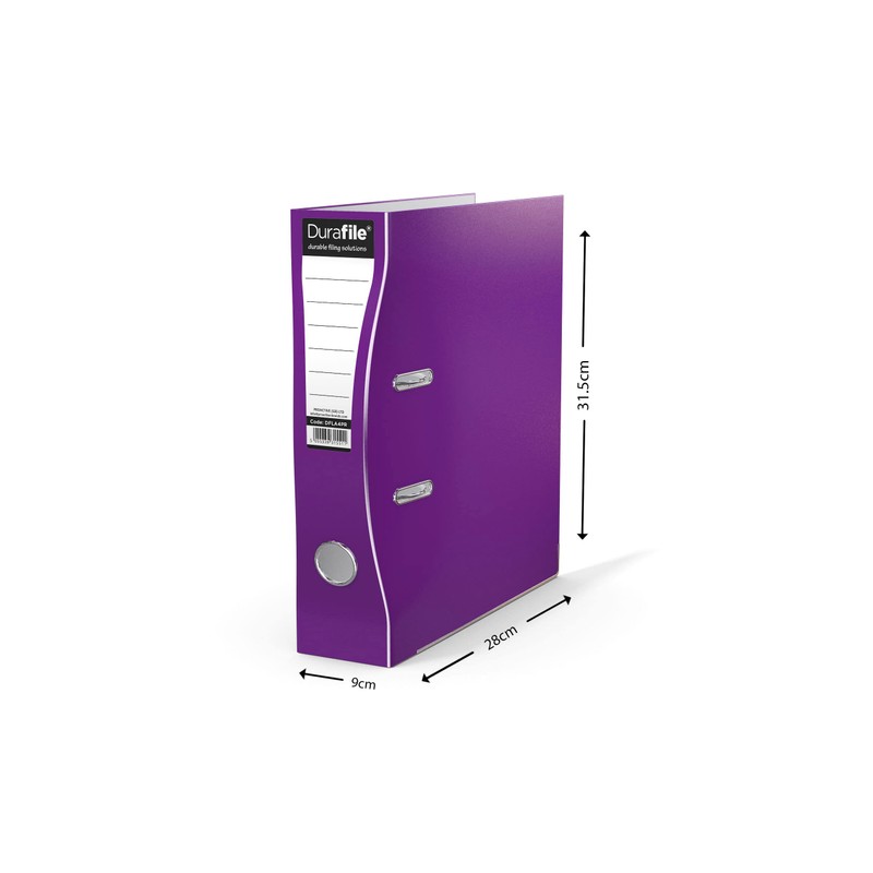 Durafile Lever Arch File, Purple File, 'Ergonomic Curved Spine' Single